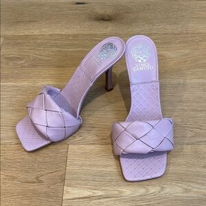 Vince Camuto Pink Heeled Mules with Woven Strap